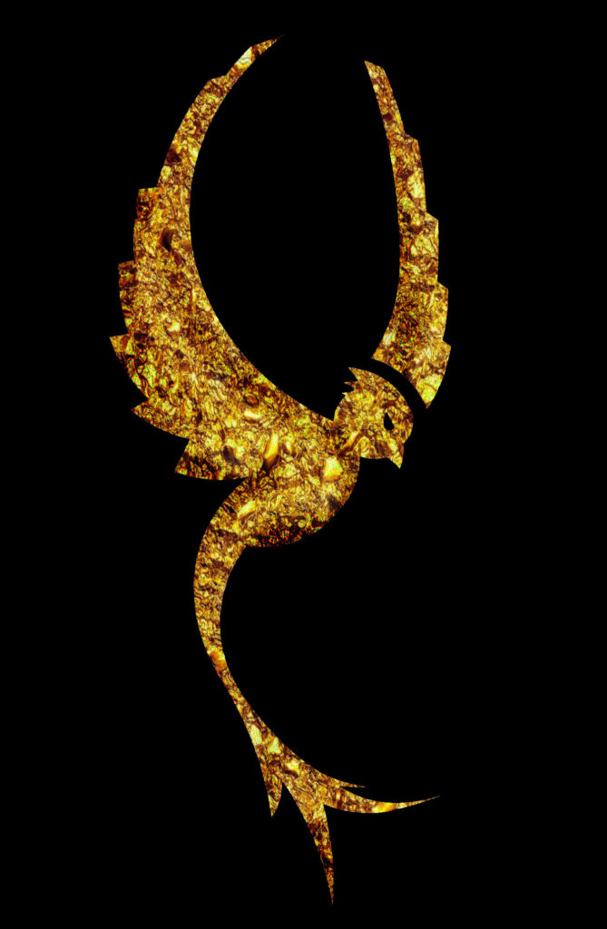 Symbol of the watch, the bird decorated with gold leafs
